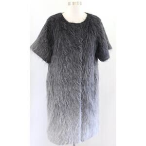 Calvin Klein Black Gray Ombre Fuzzy Mohair Wool Alpaca Jacket Coat Coatigan Sz S